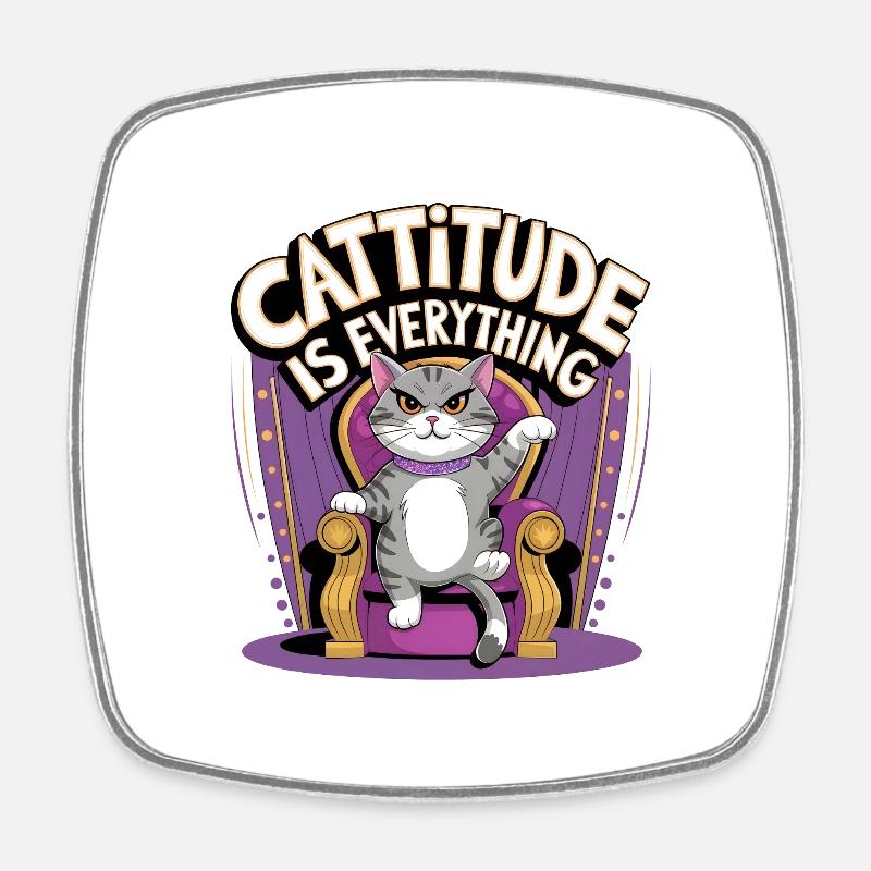 Cattitude is Everything - Square fridge magnet - white