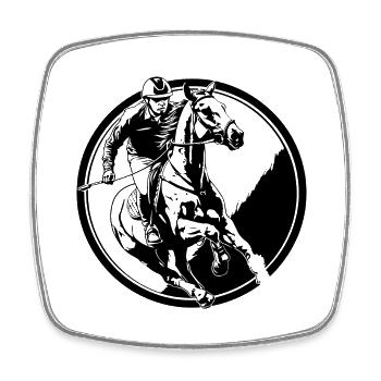 Équitation Cheval Homme Silhouette - Magnet carré - blanc - Devant
