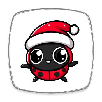 Coccinelle Noël mignon - Magnet carré - blanc - Devant