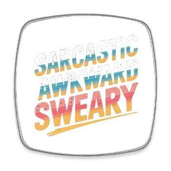 Sarcastic Awkward Sweary 7 - Viereckiger Kühlschrankmagnet - Weiß - Vorne