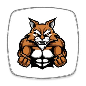 Cat Muscles Workout - Square fridge magnet - white - Front