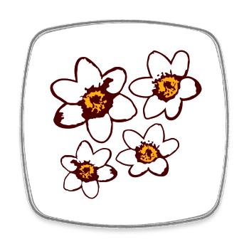 4 White Daisies Flowers Spring Summer Flowers - Square fridge magnet - white - Front