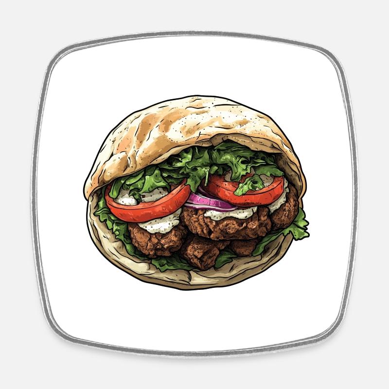 Fresh, delicious, authentic: falafel wrap - Square fridge magnet - white