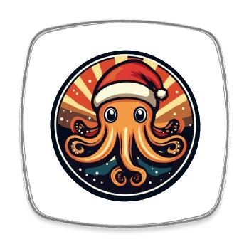 Octopus Christmas Animal - Square fridge magnet - white - Front