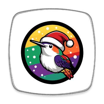 Colibri oiseau animal de Noël - Magnet carré - blanc - Devant