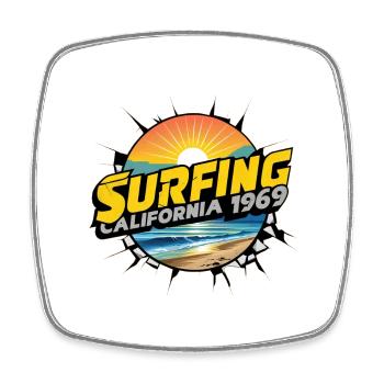 Surfen in Kalifornien - Viereckiger Kühlschrankmagnet - Weiß - Vorne