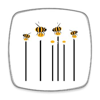 Lots of bees, bumblebees, daisies, pollinating flowers - Square fridge magnet - white - Front