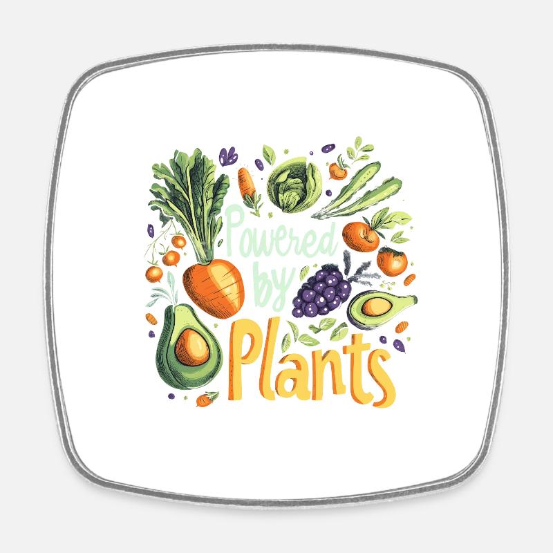Powered by Plants - Square fridge magnet - white