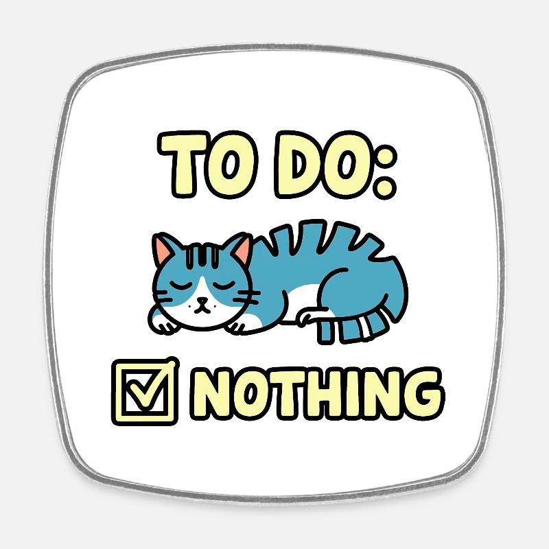Lazy Cat Vibes 2 - Square fridge magnet - white
