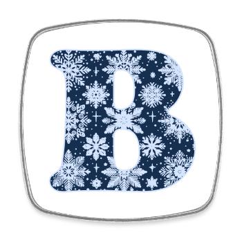 Buchstabe B Schneeflocken - Viereckiger Kühlschrankmagnet - Weiß - Vorne
