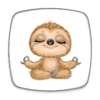 Yoga Sloth - Square fridge magnet - white - Front