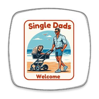 Single Dads Welcome - Viereckiger Kühlschrankmagnet - Weiß - Vorne