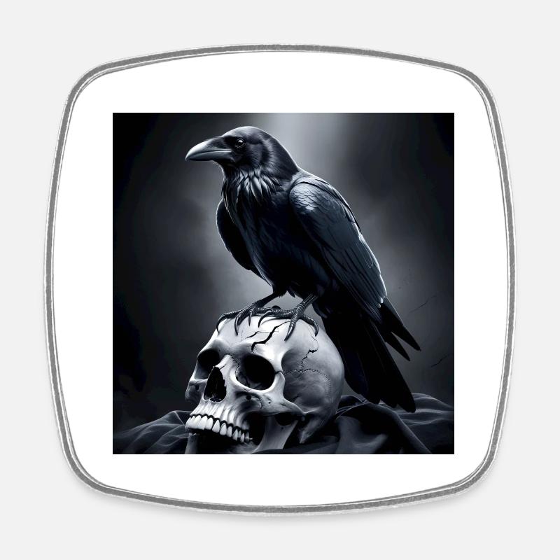 Raven 1 - Viereckiger Kühlschrankmagnet - Weiß