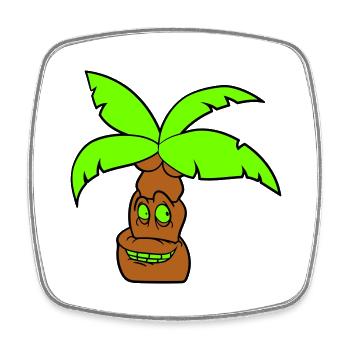 Lustige Palme Gesicht Insel Urlaub Glücklich Comic - Viereckiger Kühlschrankmagnet - Weiß - Vorne