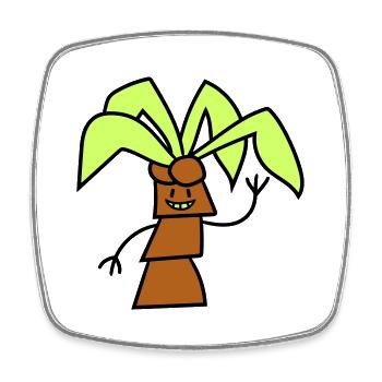 Lustige Süße Palme Winkt Glücklich Gesicht Comic - Viereckiger Kühlschrankmagnet - Weiß - Vorne