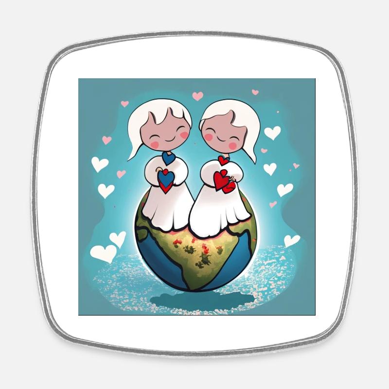 Angels - Square fridge magnet - white