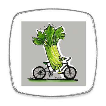 Poireau cycliste - Magnet carré - blanc - Devant