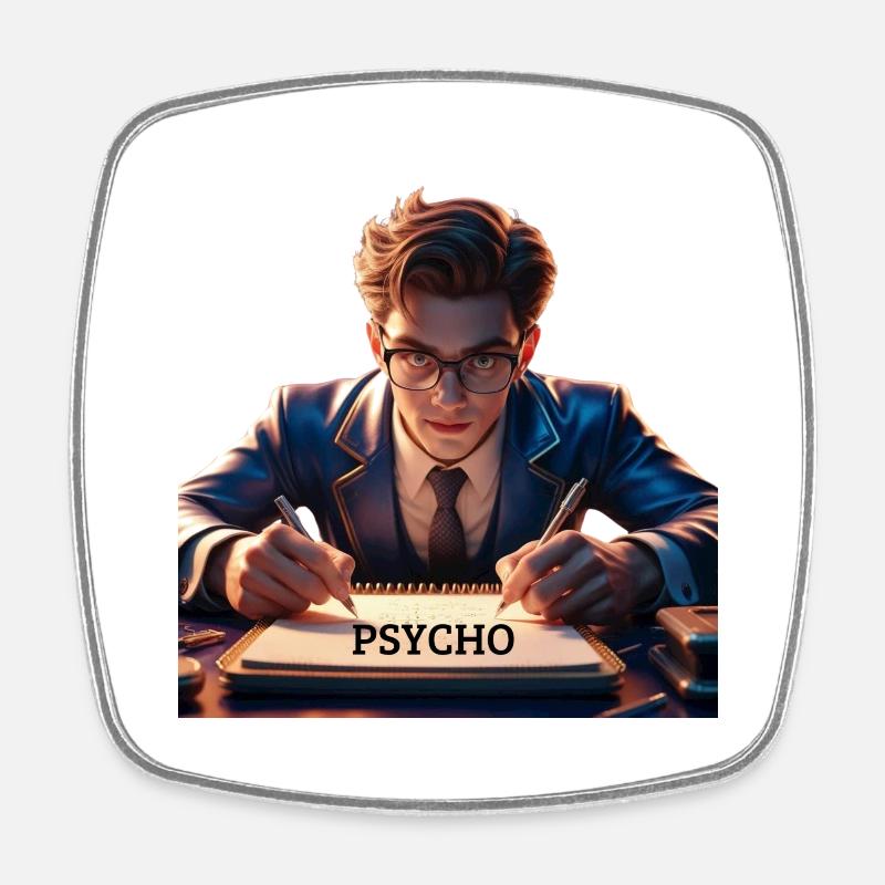 Psycho - Magnet carré - blanc