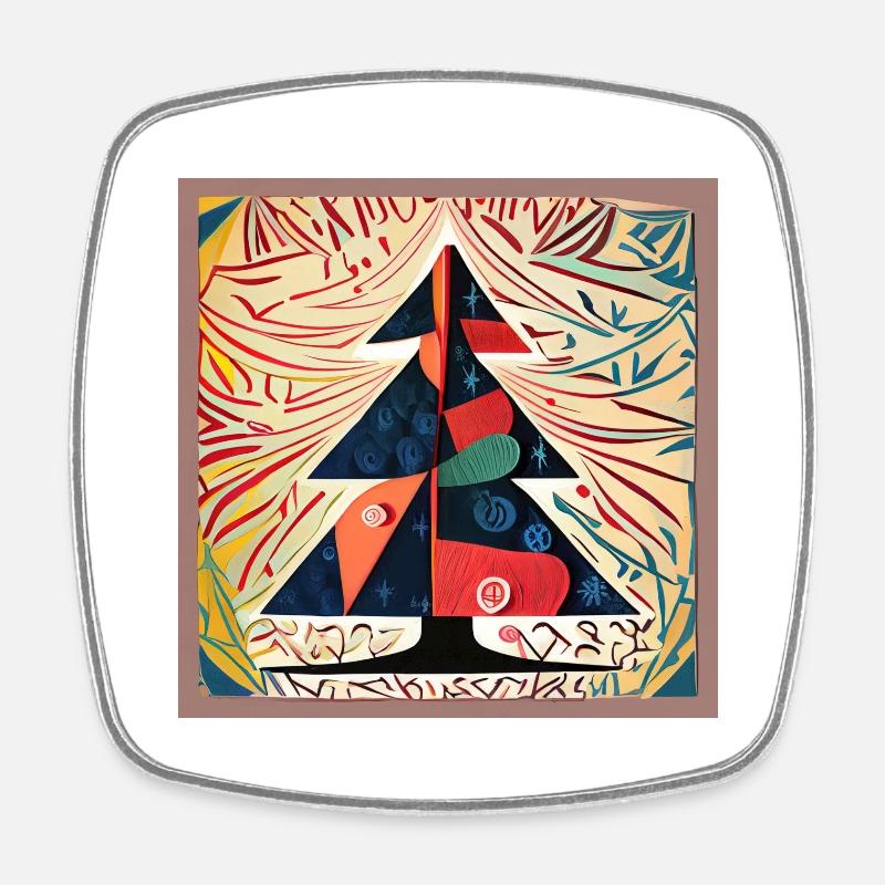 Colorful Christmas tree - Square fridge magnet - white