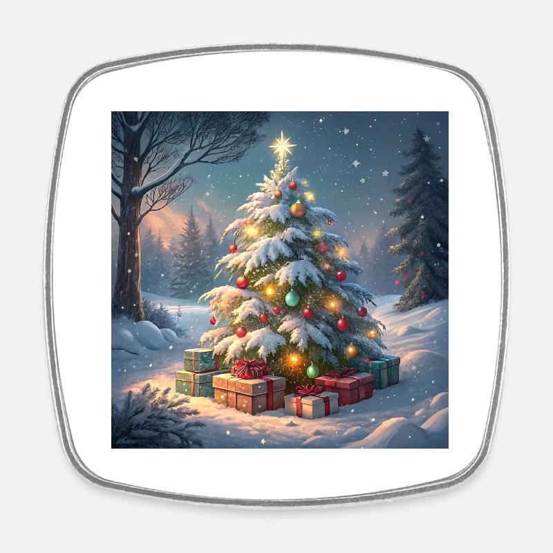 Arbre de Noël - Magnet carré - blanc