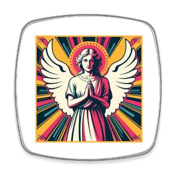 Schutzengel Pop-Art - Viereckiger Kühlschrankmagnet - Weiß - Vorne