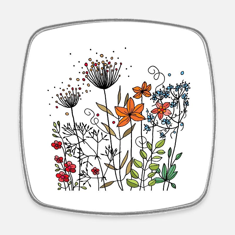 Fleur - Magnet carré - blanc