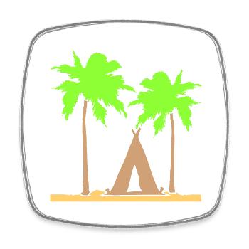 tente palmiers loisirs plage vacances camping-car en plein air - Magnet carré - blanc - Devant