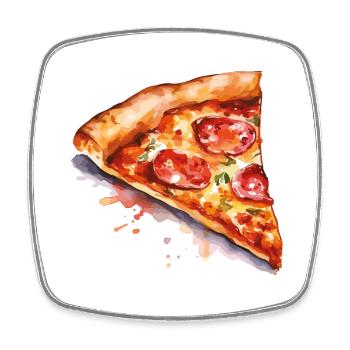 pizza - Magnet carré - blanc - Devant