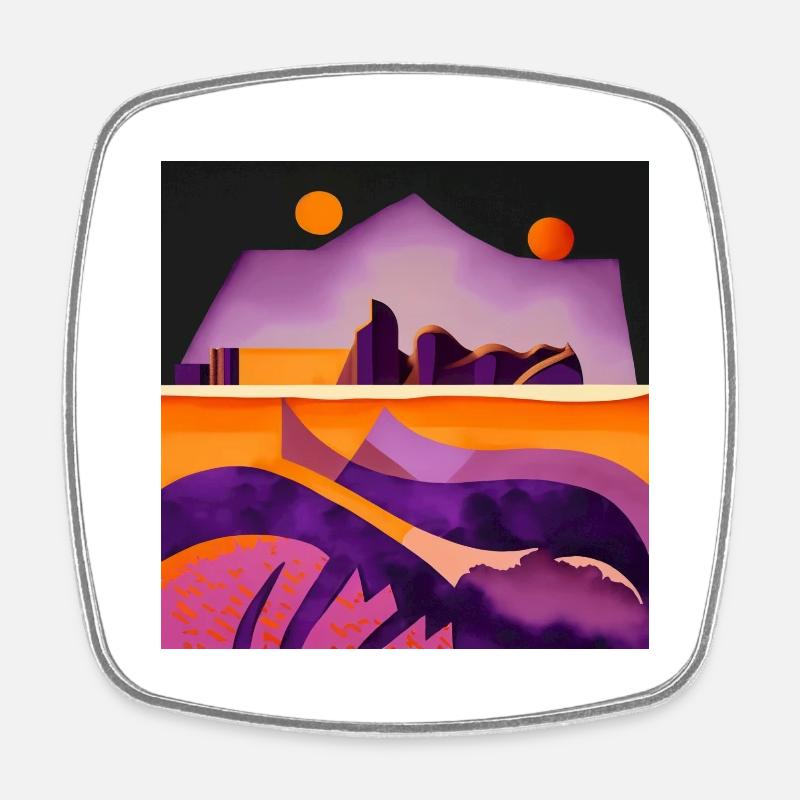 Two moons - Square fridge magnet - white