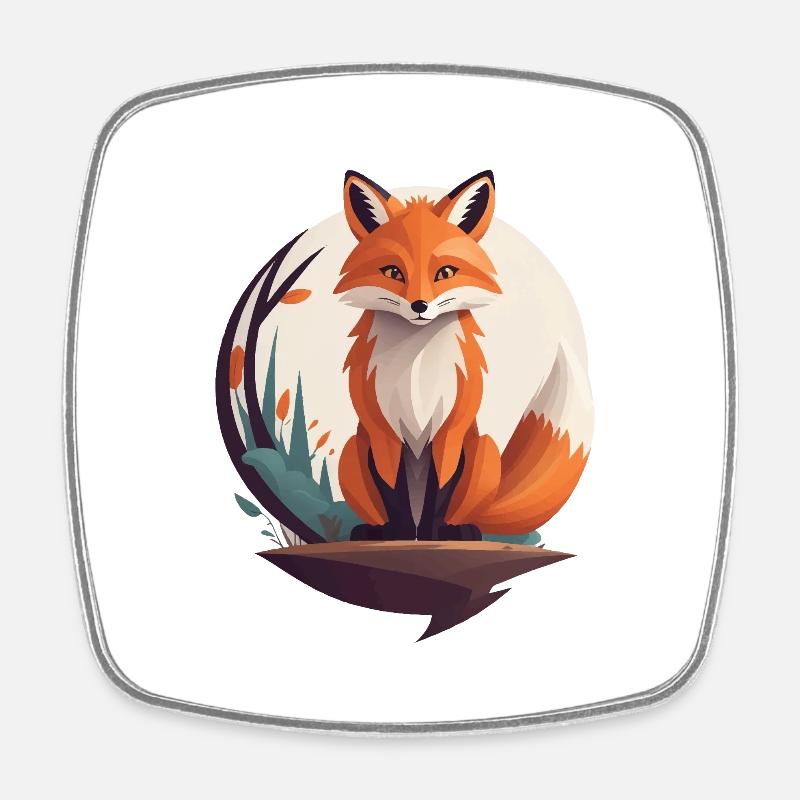 Fuchs - Viereckiger Kühlschrankmagnet - Weiß