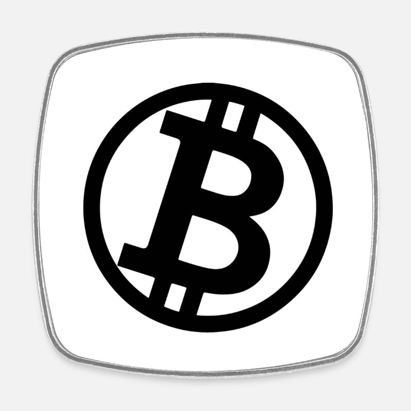 Bitcoin schwarz - Viereckiger Kühlschrankmagnet - Weiß