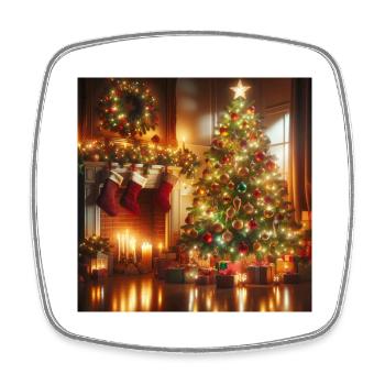 Weihnachtsbaum - Viereckiger Kühlschrankmagnet - Weiß - Vorne