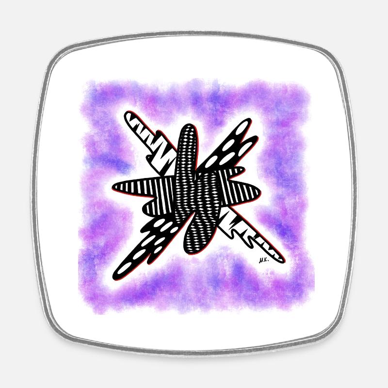 Creative patterned blob on violet - Square fridge magnet - white