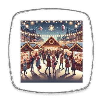Weihnachtsmarkt - Viereckiger Kühlschrankmagnet - Weiß - Vorne