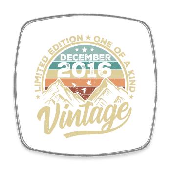 Original December 2016 - 9th Birthday Gift - Square fridge magnet - white - Front