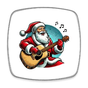 weihnachtsmann gitarre - Viereckiger Kühlschrankmagnet - Weiß - Vorne