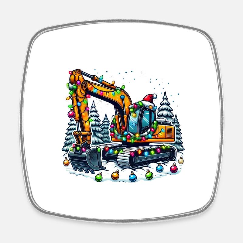 Baggerfahrer Bagger Baustelle Weihnachten - Viereckiger Kühlschrankmagnet - Weiß