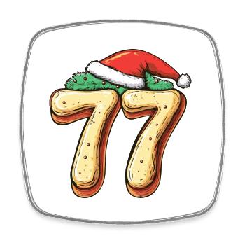 77 Number Christmas Cookie - Square fridge magnet - white - Front