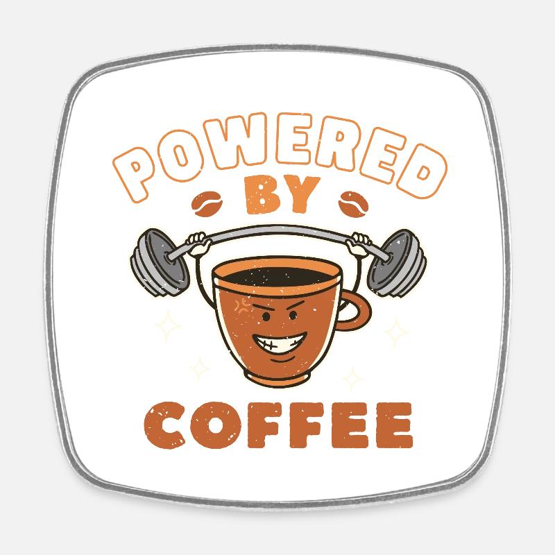 Angetrieben von Kaffee - Viereckiger Kühlschrankmagnet - Weiß
