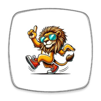 Lion1 - Magnet carré - blanc - Devant