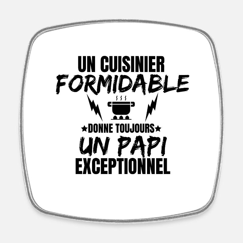 PAPI CUISINIER - Magnet carré - blanc