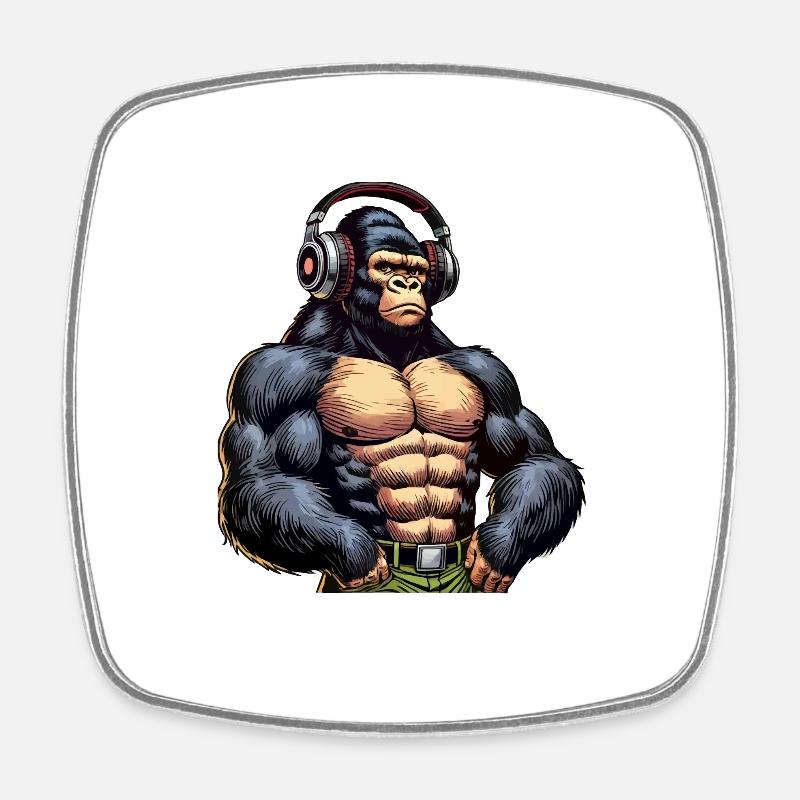 Gorilla Music - Square fridge magnet - white