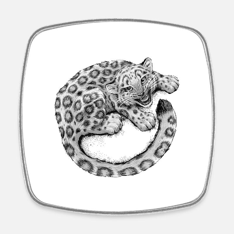 Snow Leopard Cub - Square fridge magnet - white