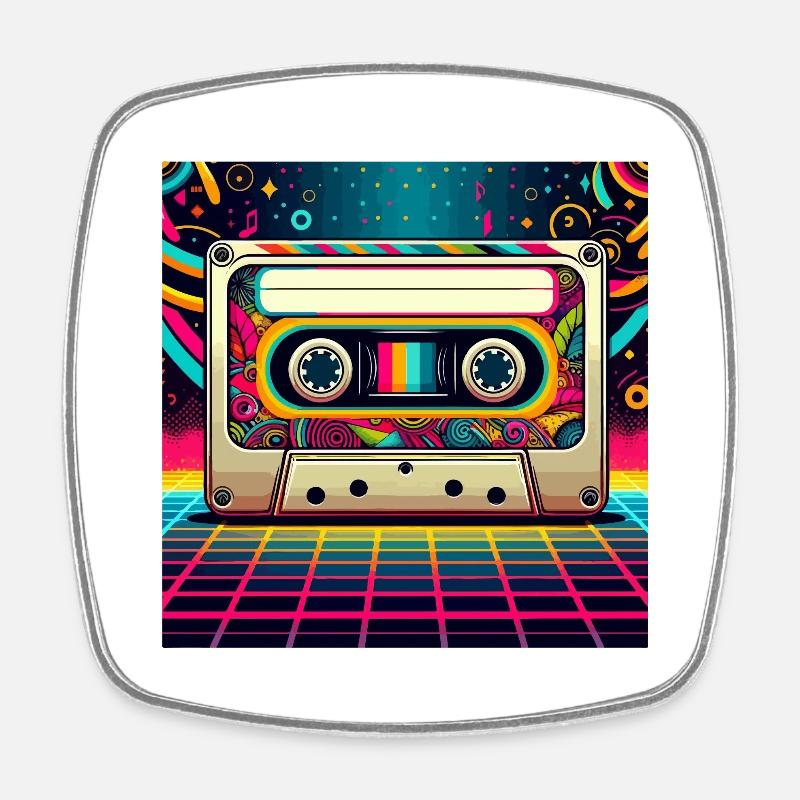 Retro cassette vibes - Square fridge magnet - white