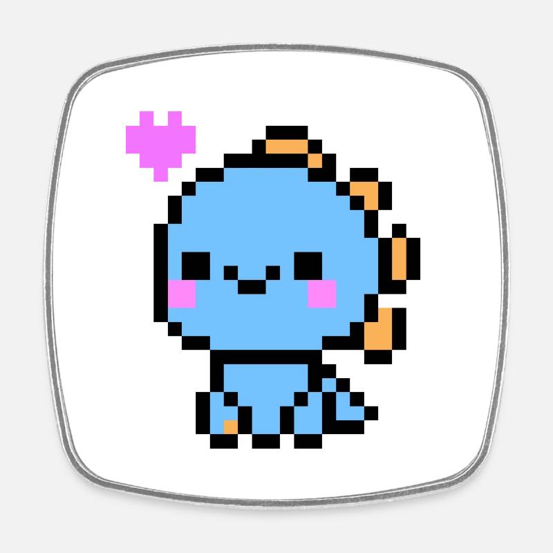 Mignon Dino bleu clair - Magnet carré - blanc