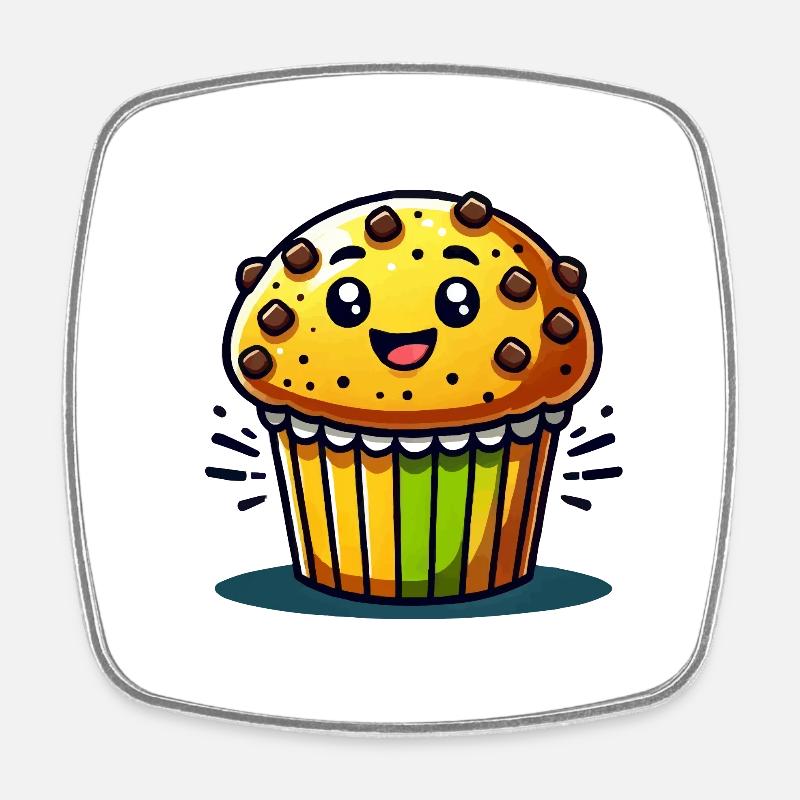 Muffin Comic - Viereckiger Kühlschrankmagnet - Weiß
