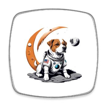 Chien astronaute chien espace chien amour cadeau - Magnet carré - blanc - Devant