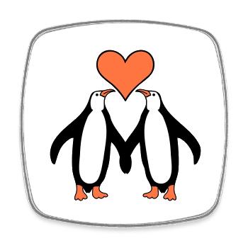 Zwei Pinguine Paar Pärchen Liebe 2 Verliebte Herz - Viereckiger Kühlschrankmagnet - Weiß - Vorne