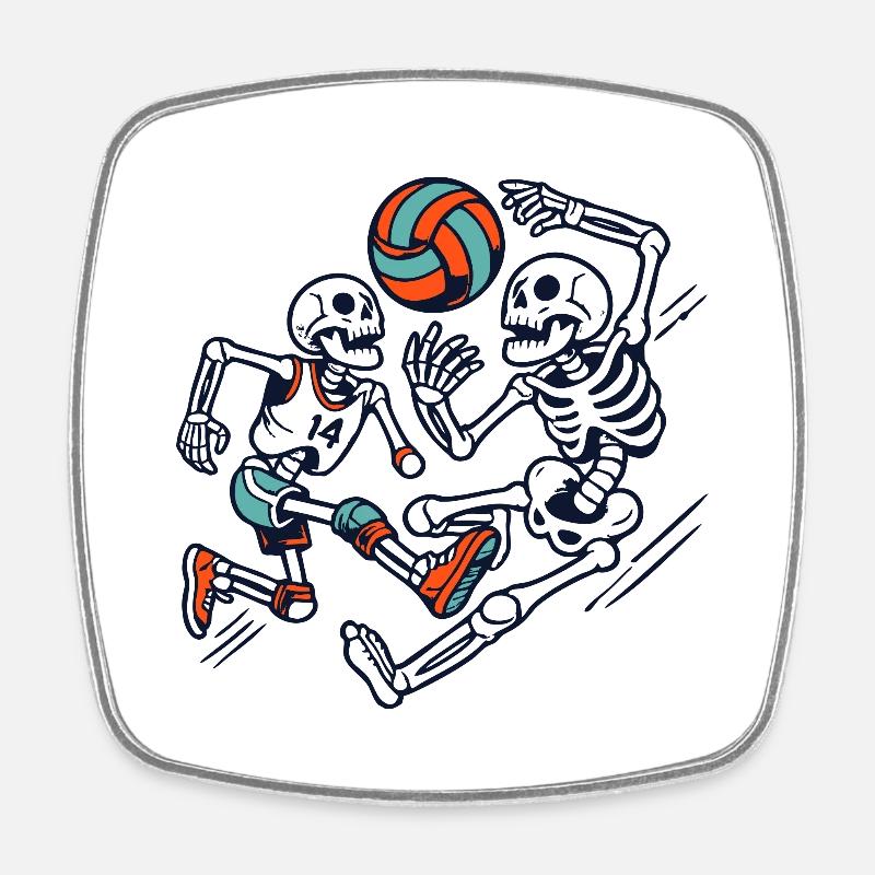 Volleyball Skeletons - Square fridge magnet - white