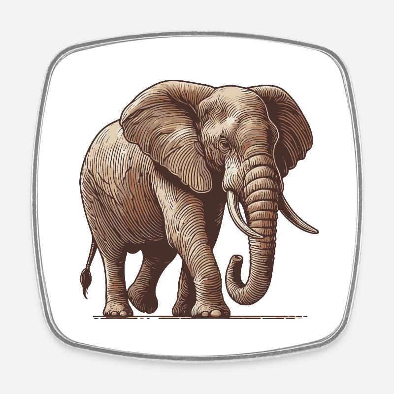 Elefant - Viereckiger Kühlschrankmagnet - Weiß